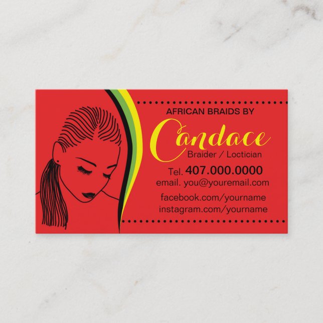 Tarjeta de presentación de hair Braider Salon para (Anverso)