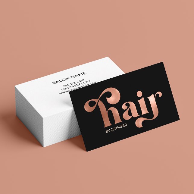 Tarjeta de presentación de Hair Salon para tipogra (Card shown in standard size, choose size, paper, and corner style.)