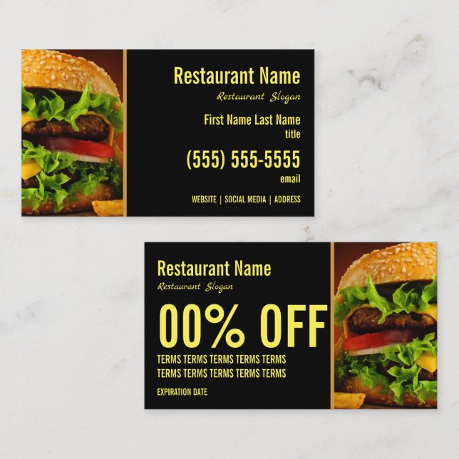 Tarjeta de presentación de hamburguesas (Anverso / Reverso)