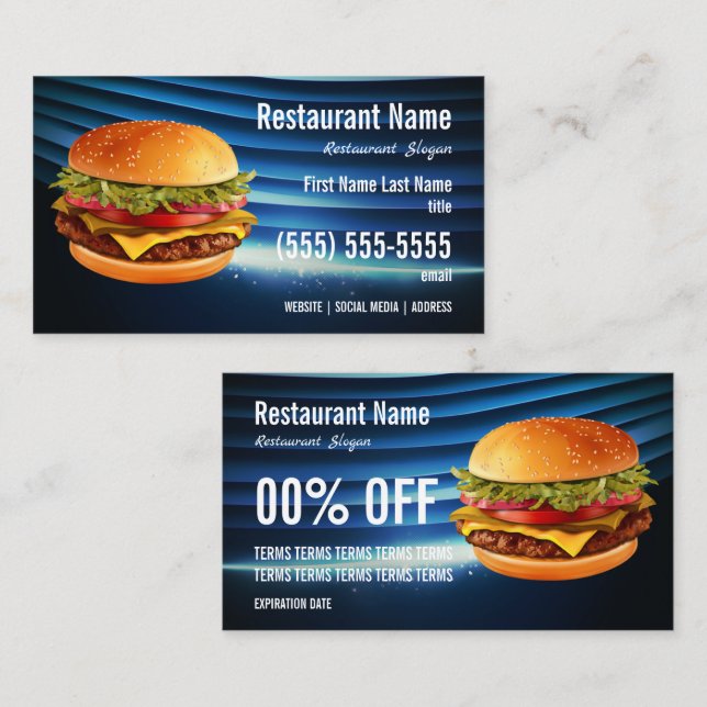 Tarjeta de presentación de hamburguesas (Anverso / Reverso)