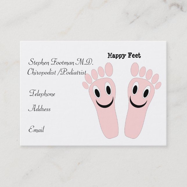 Tarjeta de presentación de Happy Feet Chiropodist (Anverso)