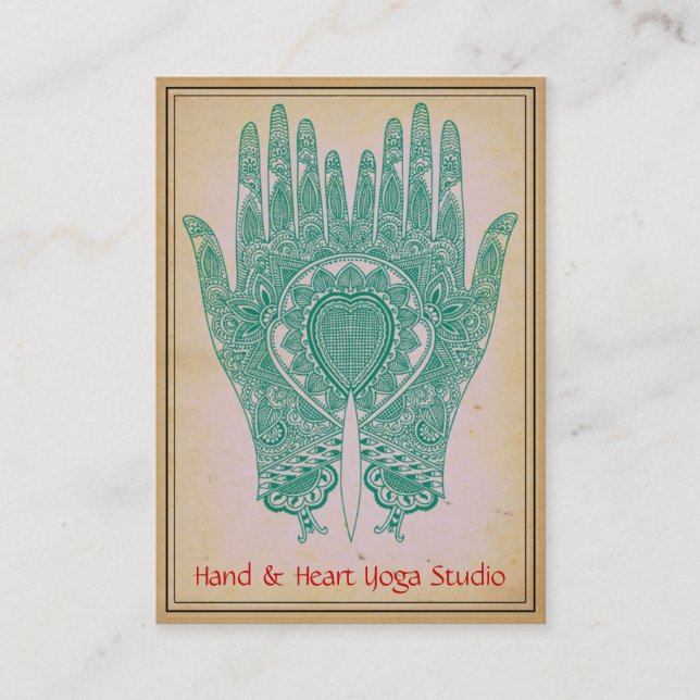 Tarjeta de presentación de Henna Hands Yoga Studio (Anverso)