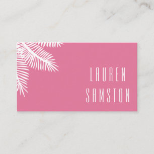 Tarjeta de presentación de hojas de moda rosa