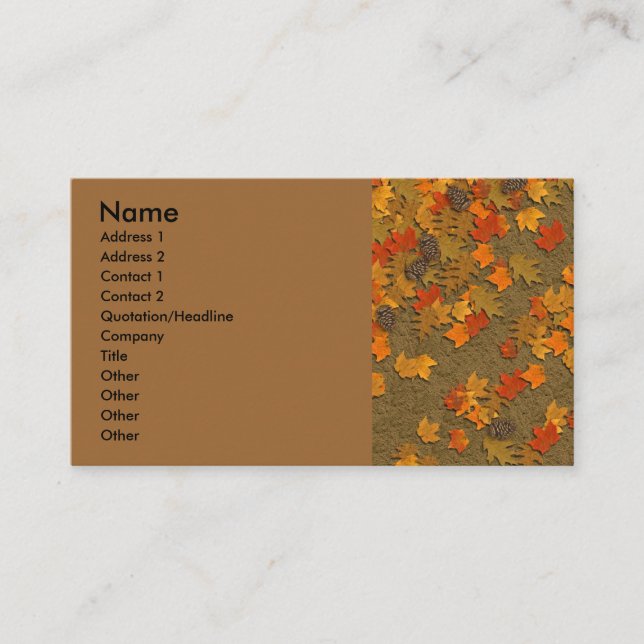 Tarjeta de presentación de hojas de otoño (Anverso)