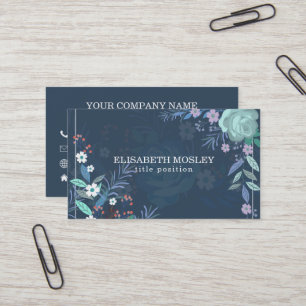 Tarjeta de presentación de hojas y flores de color