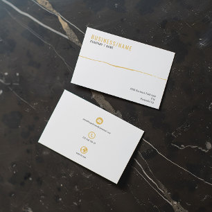 Tarjeta de presentación de iconos blancos y dorado