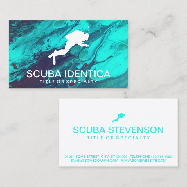 tarjeta de presentación de iconos de buceo de scub (Anverso / Reverso)