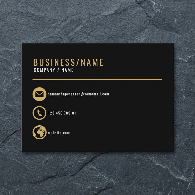 Tarjeta de presentación de iconos negros y dorados (Black and gold icons business card. business card.)