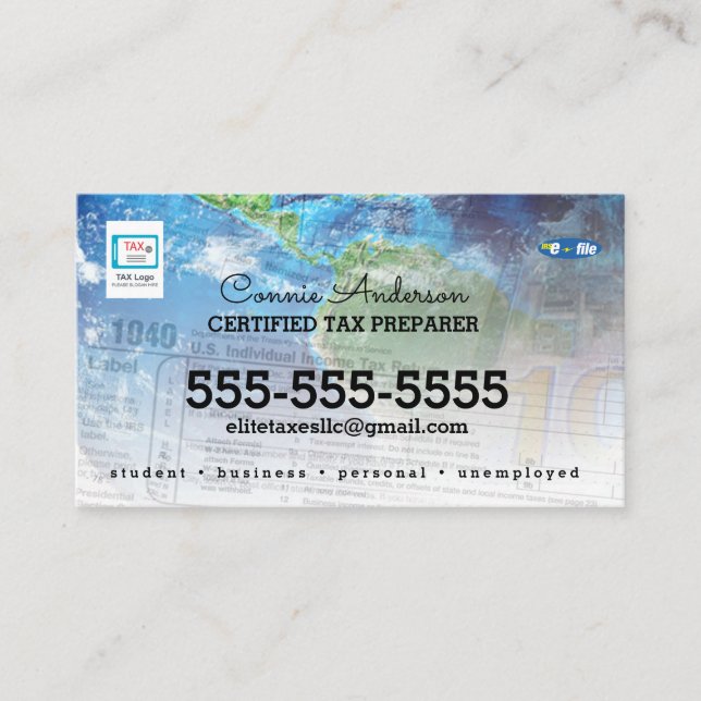 Tarjeta de presentación de impuestos de la empresa (Anverso)