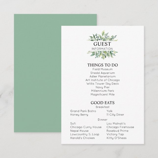 Tarjeta de presentación de información de Boda ver (Anverso / Reverso)