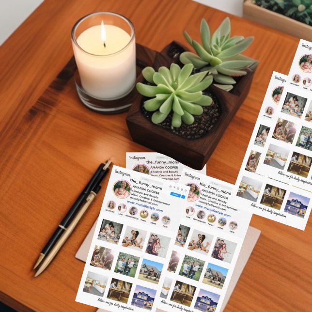 Tarjeta de presentación de Instagram collage (Instagram promotional business card. To promote your instagram and increase your likes and followers)