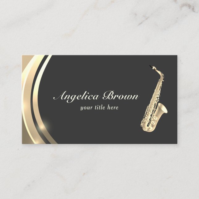 Tarjeta de presentación de instrumentos saxofónico (Anverso)