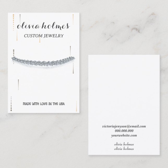 tarjeta de presentación de joyas de diamante blanc (Anverso / Reverso)