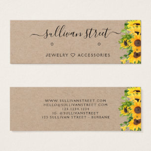 Tarjeta de presentación de joyas de Sunflower Kraf