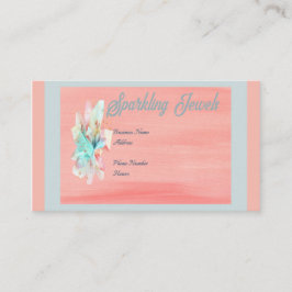 Tarjeta de presentación de joyas en rosa y turques