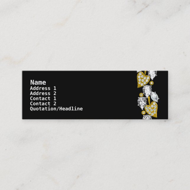 Tarjeta de presentación de joyas - Negro (delgado) (Anverso)