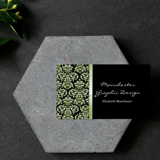 Tarjeta de presentación de la cinta de opciones Em (Emerald Damask Ribbon Business Card)