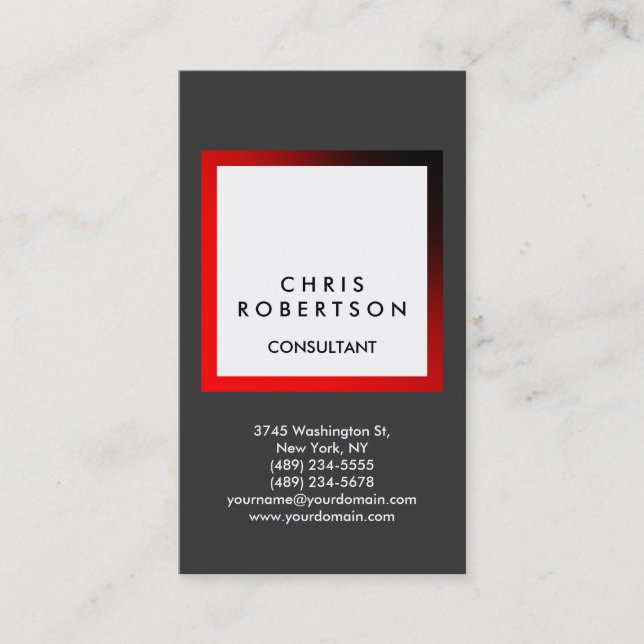 Tarjeta de presentación de la consultora Gray Whit (Anverso)