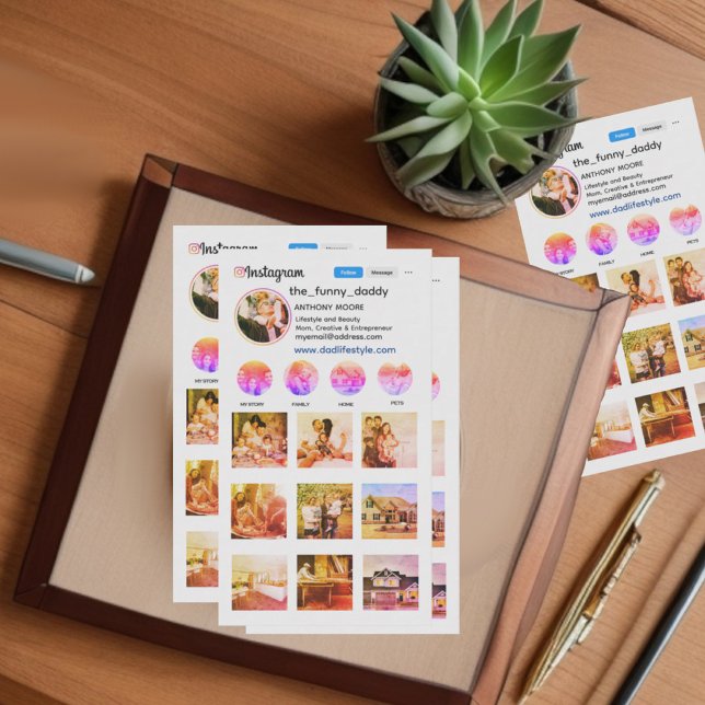 Tarjeta de presentación de la cuadrícula de fotos  (Custom instagram photo collage, photo grid. promotional instagram business card.)
