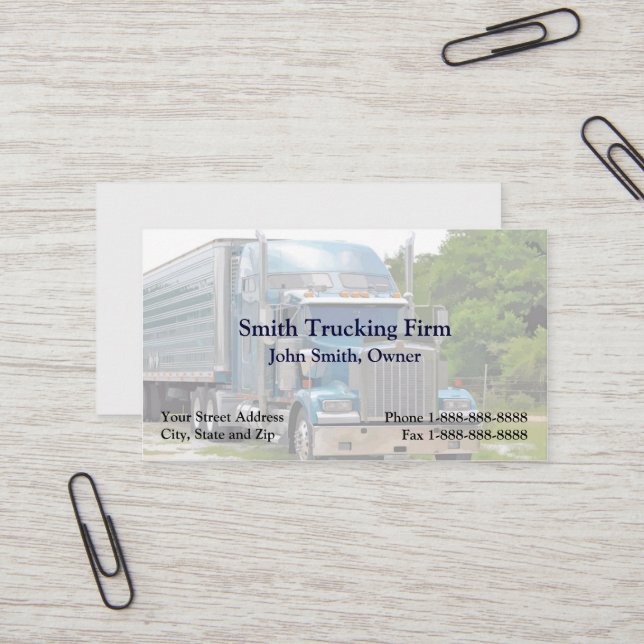 Tarjeta de presentación de la empresa de transport (Anverso/Reverso In Situ)