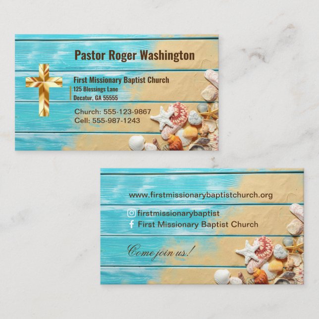 Tarjeta de presentación de la Iglesia de la Biblia (Anverso / Reverso)