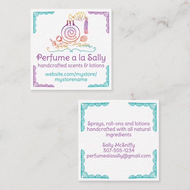 Tarjeta de presentación de la loción del perfume d (Anverso / Reverso)