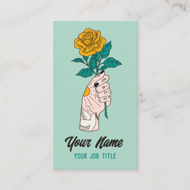 Tarjeta de presentación de la mano del tatuaje de  (Anverso)