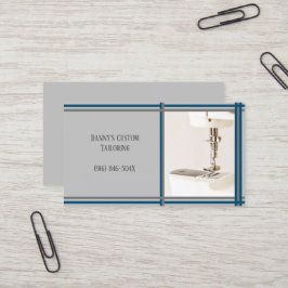 Tarjeta de presentación de la máquina de coser gri