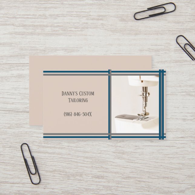 Tarjeta de presentación de la máquina de coser Tau (Anverso/Reverso In Situ)