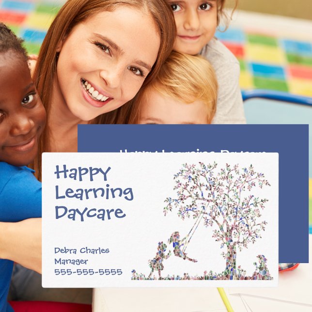 Tarjeta de presentación de la naturaleza infantil (Daycare Children Nature Blue Business Card
)