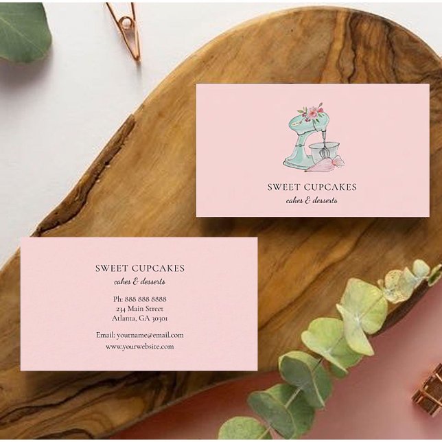 Tarjeta de presentación de la panadería rosa del m (Subido por el creador)