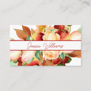 Tarjeta de presentación de las fresas y las flores