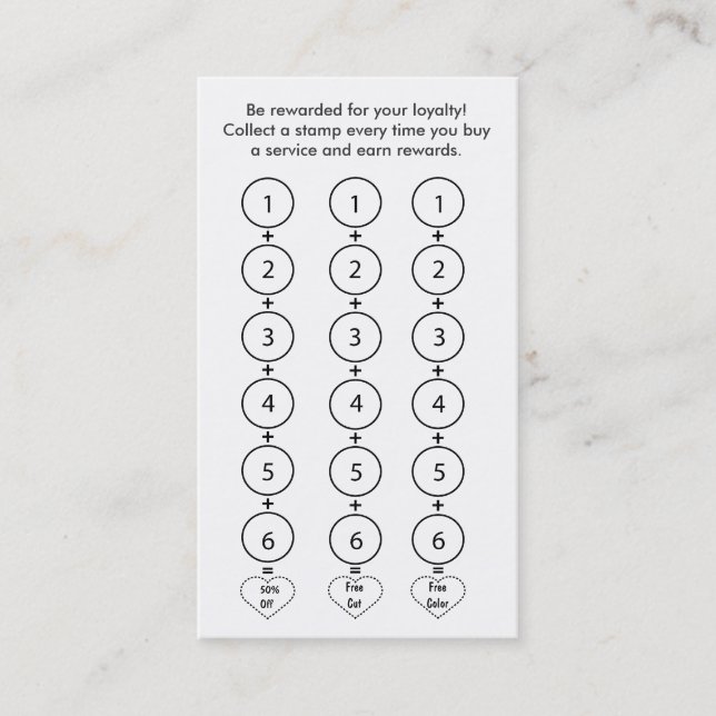 Tarjeta de presentación de Lealtad de Salon (Anverso)