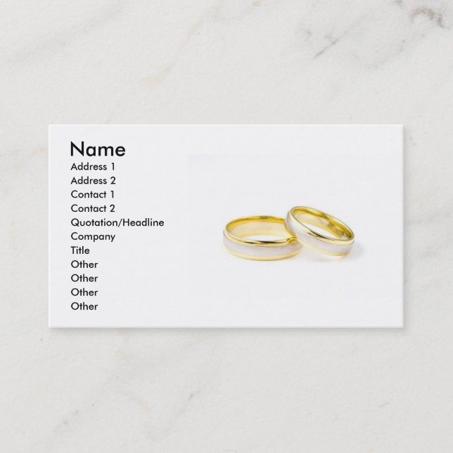 Tarjeta de presentación de los anillos de boda (Anverso)