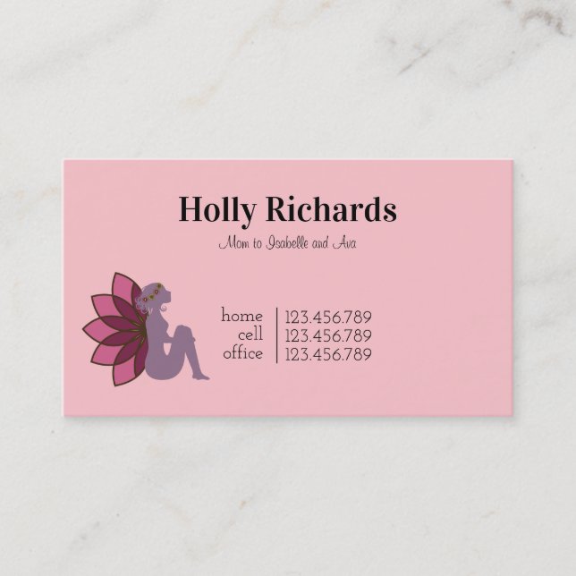 Tarjeta de presentación de Mamá hadita rosa (Anverso)