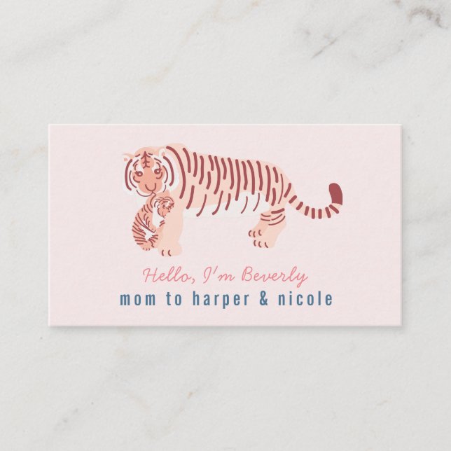 Tarjeta de presentación de mamá rosa Tiger y Cub M (Anverso)