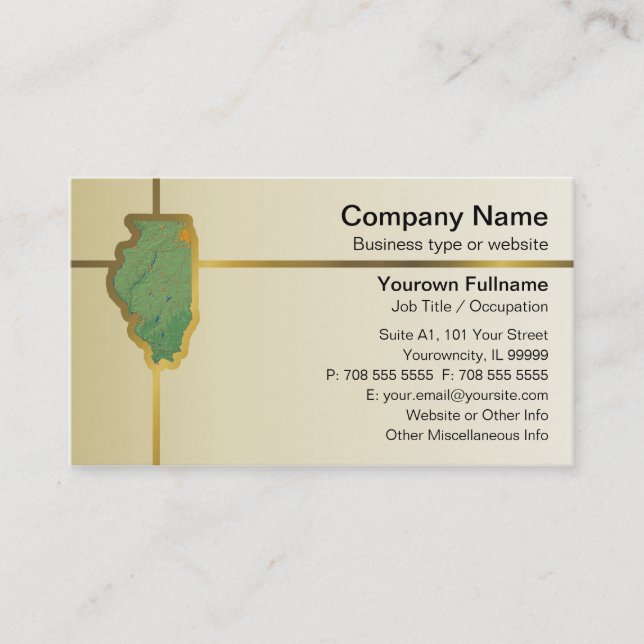 Tarjeta de presentación de Mapa de Illinois (Anverso)