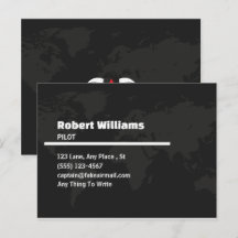 Tarjeta de presentación de mapa mundial de piloto 