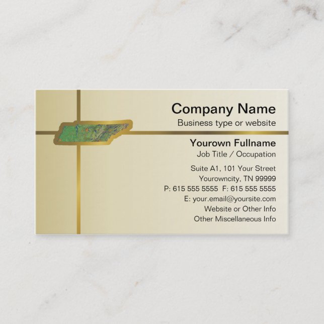 Tarjeta de presentación de mapas de Tennessee (Anverso)