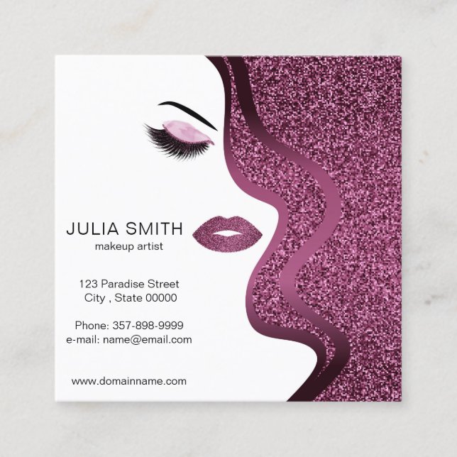 Tarjeta de presentación de maquilladores con efect (Anverso)