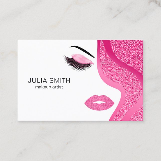 Tarjeta de presentación de maquilladores con efect (Anverso)