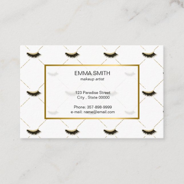 Tarjeta de presentación de maquilladores con efect (Anverso)