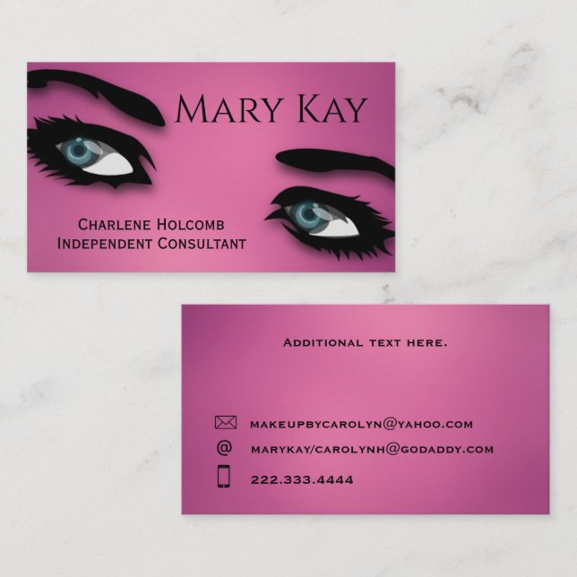 Tarjeta de presentación de maquillaje rosa para oj (Anverso / Reverso)