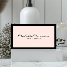 Tarjeta de presentación de maquillaje rosa y belle