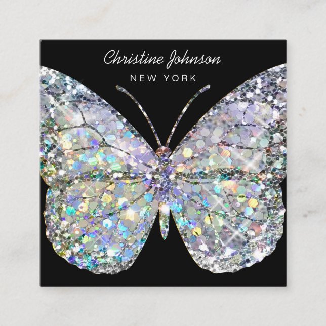 tarjeta de presentación de mariposa cuadrada (Anverso)