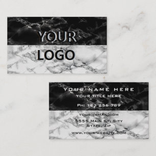 Tarjeta de presentación de mármol blanco negro: di
