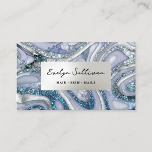 Tarjeta de presentación de mármol de Purpurina azu