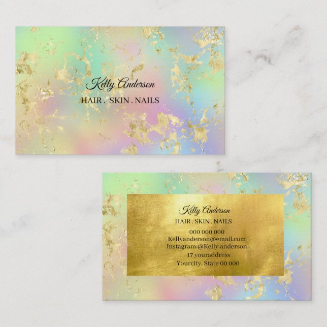 Tarjeta de presentación de mármol Opal gold textur (Anverso / Reverso)