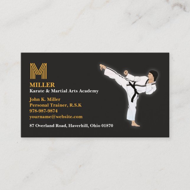 Tarjeta de presentación de Martial Arts Karate (Anverso)