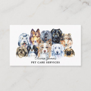 Tarjeta de presentación de mascota de perritos acu